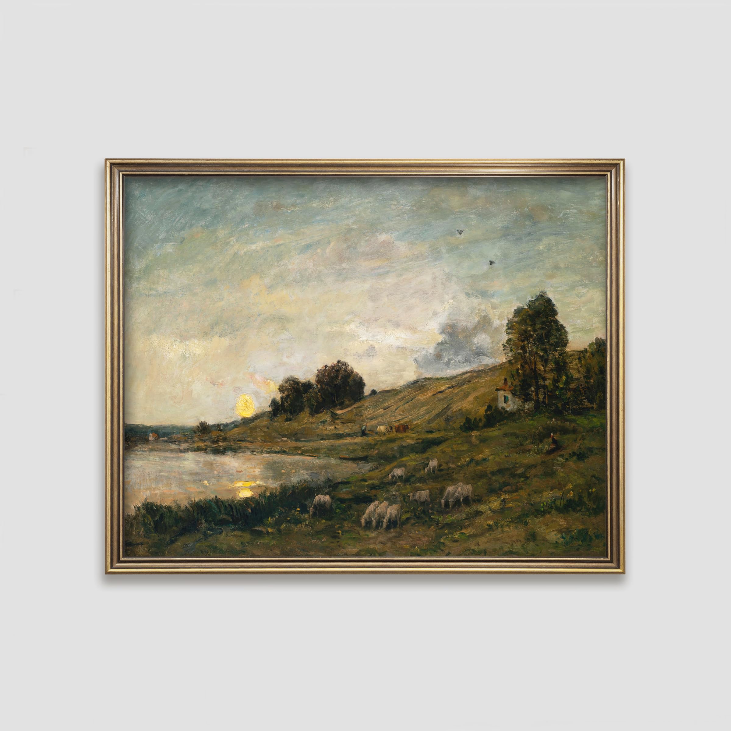 Amazon.com: CLOUD NINE PRINTS Sheep by the River Pastoral Art